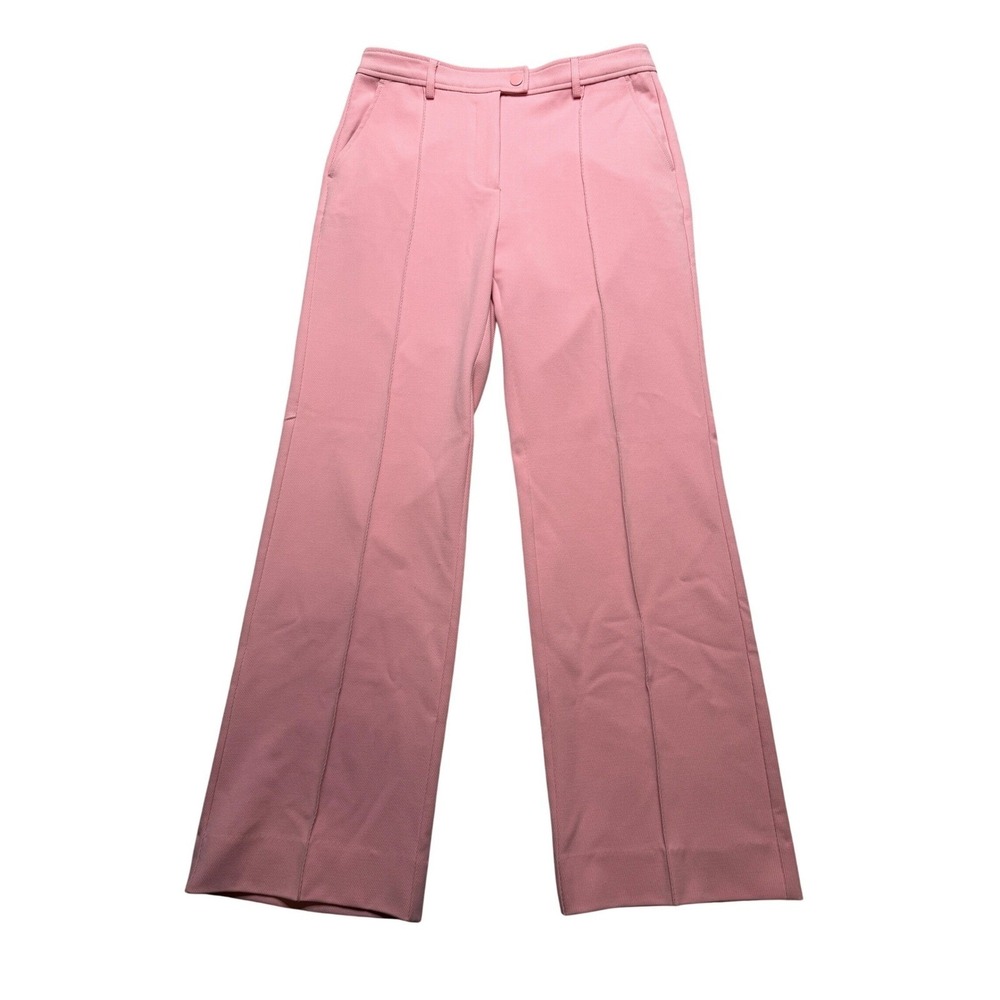 SECOND FEMALE Wide Leg Trousers Pink Ribbed Pintuck Women's Size Large Pastel